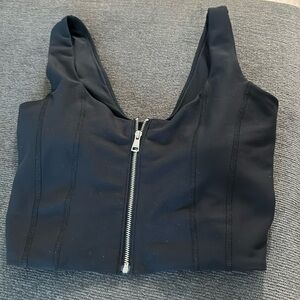 YPB zip-front padded crop top, size M